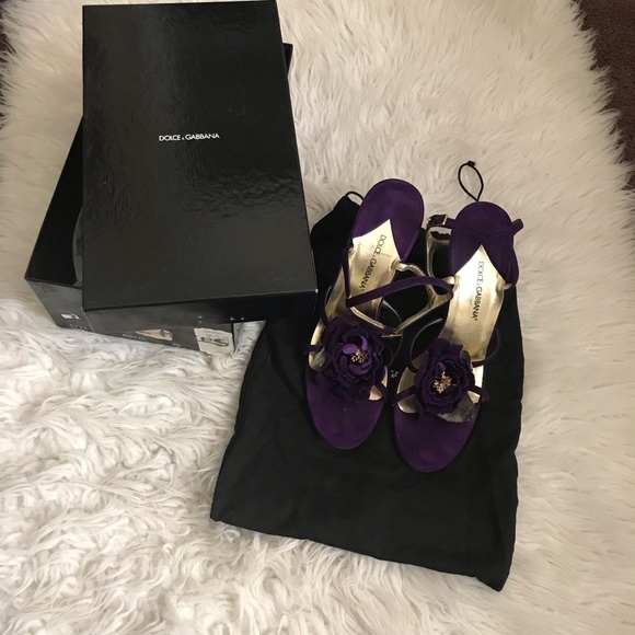 Dolce & Gabana Purple Suede Heels - Picture 1 of 8